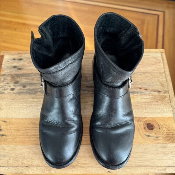 Ash Black Leather Double Silver Buckle Grunge Moto Ankle Boots US Size 8 / 39 - Picture 4 of 15